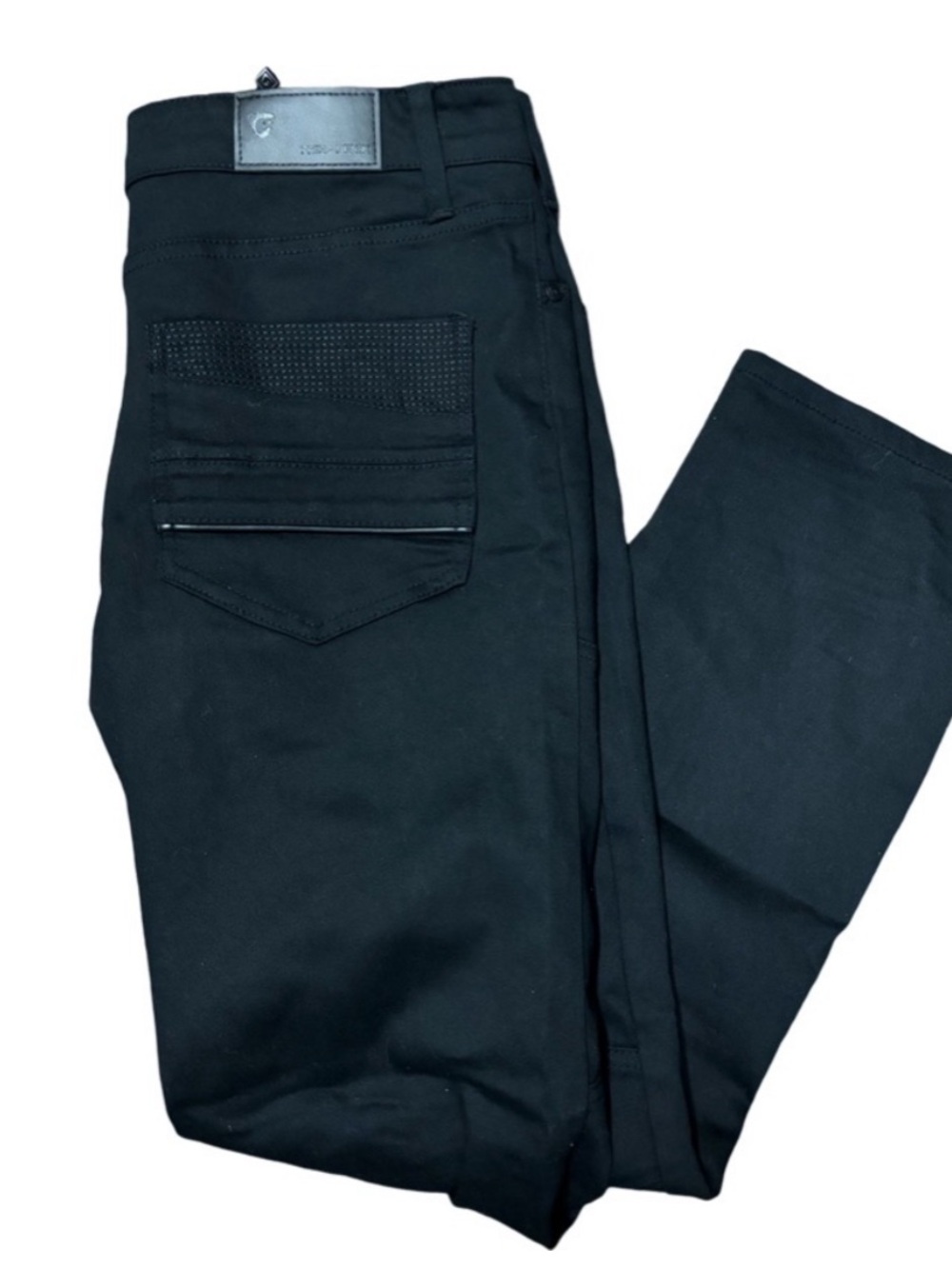 Men's Black Fried-Denim Slim fit, Moto Pocket Stretch flex Streetwear YJ2590 - Picture 3 of 6